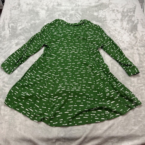 Maeve Anthropologie Green White Cloud Print Tie Neck Blouse Size Small **Read - Picture 3 of 9